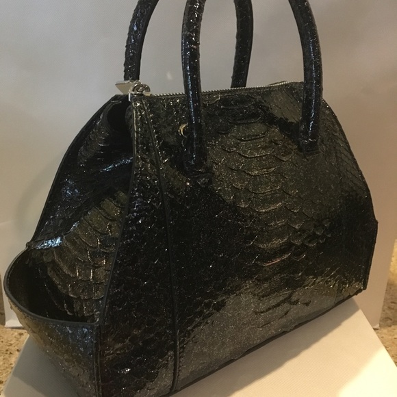 New La Perla Black Metallic Python Bag - Picture 2 of 4